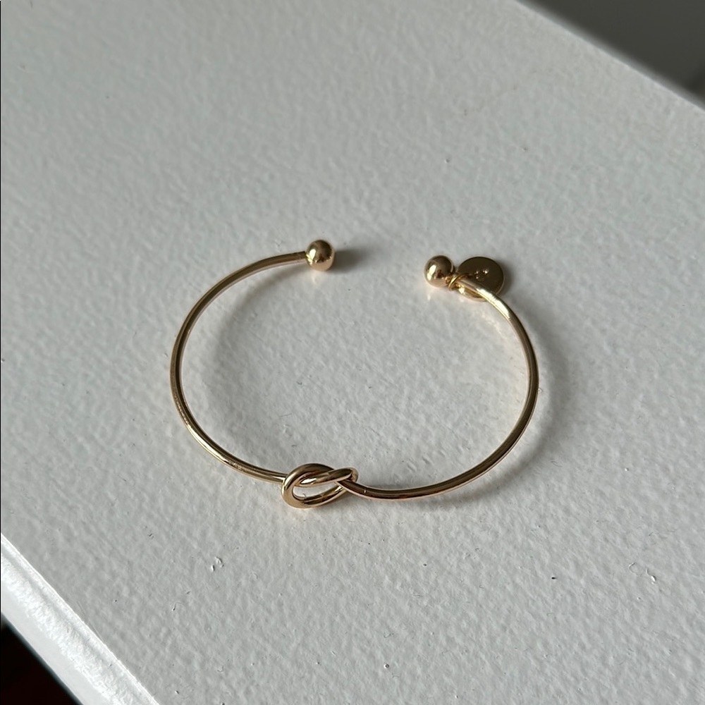 NEW Gold Minimalist Knot Bracelet with C initial